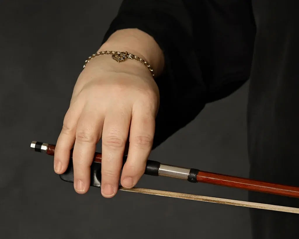 A cellist's hand on the bow